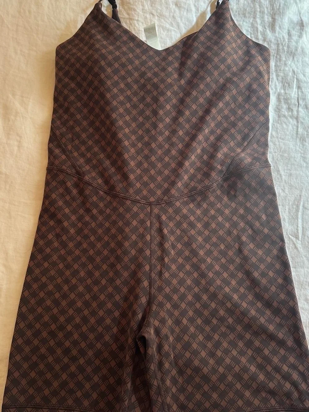 lululemon athletica Brown Plaid Stretch Romper